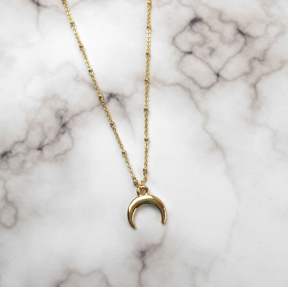 New Gold Satellite Horn Necklace - Picture 2 of 7